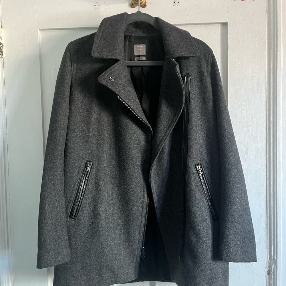 Wool charcoal Gap moto coat size medium